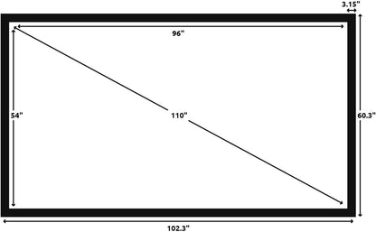 Silver Ticket Products STR Series 6 Piece Home Theater Fixed Frame 4K / 8K Ultra HD, HDTV, HDR & Active 3D Movie Projection Screen, 16:9 Format, 110" Diagonal, Woven Acoustic Material STR-169110-WAB
