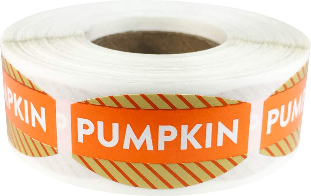 Pumpkin Grocery Store Food Labels .75 x 1.375 Inch Oval Shape 500 Total Adhesive Stickers