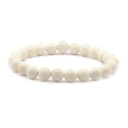 Justinstones Natural Buffalo Bone Gemstone 8mm Round Beads Stretch Bracelet 7 Inch Unisex