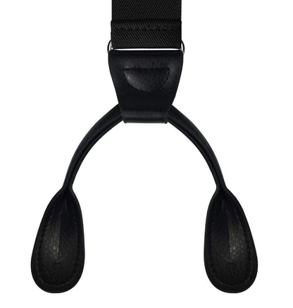 Moulen Men's Y-Back 1.4 Inches Wide Button End Elastic Adjustable Suspenders, Black