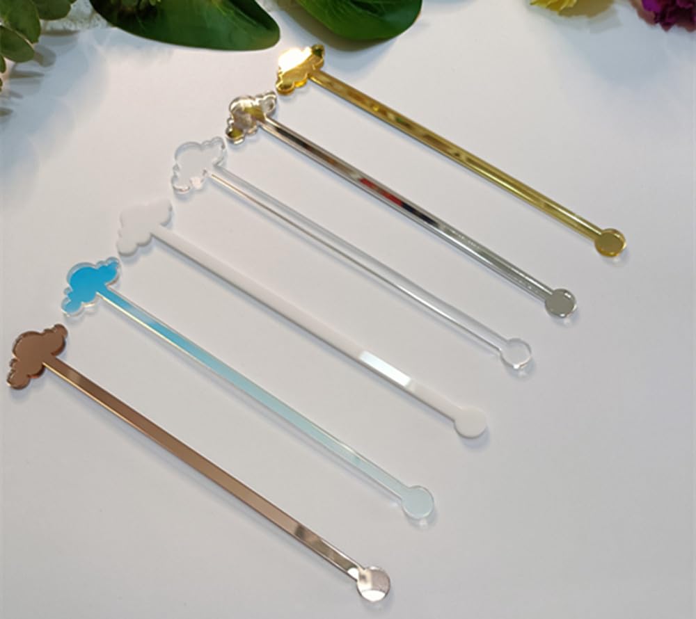 Cloud Drink Stirrers,Acrylic Stir Sticks for Engagement Party,Party Decor,Baby shower,Bridal Shower,Birthday (White)
