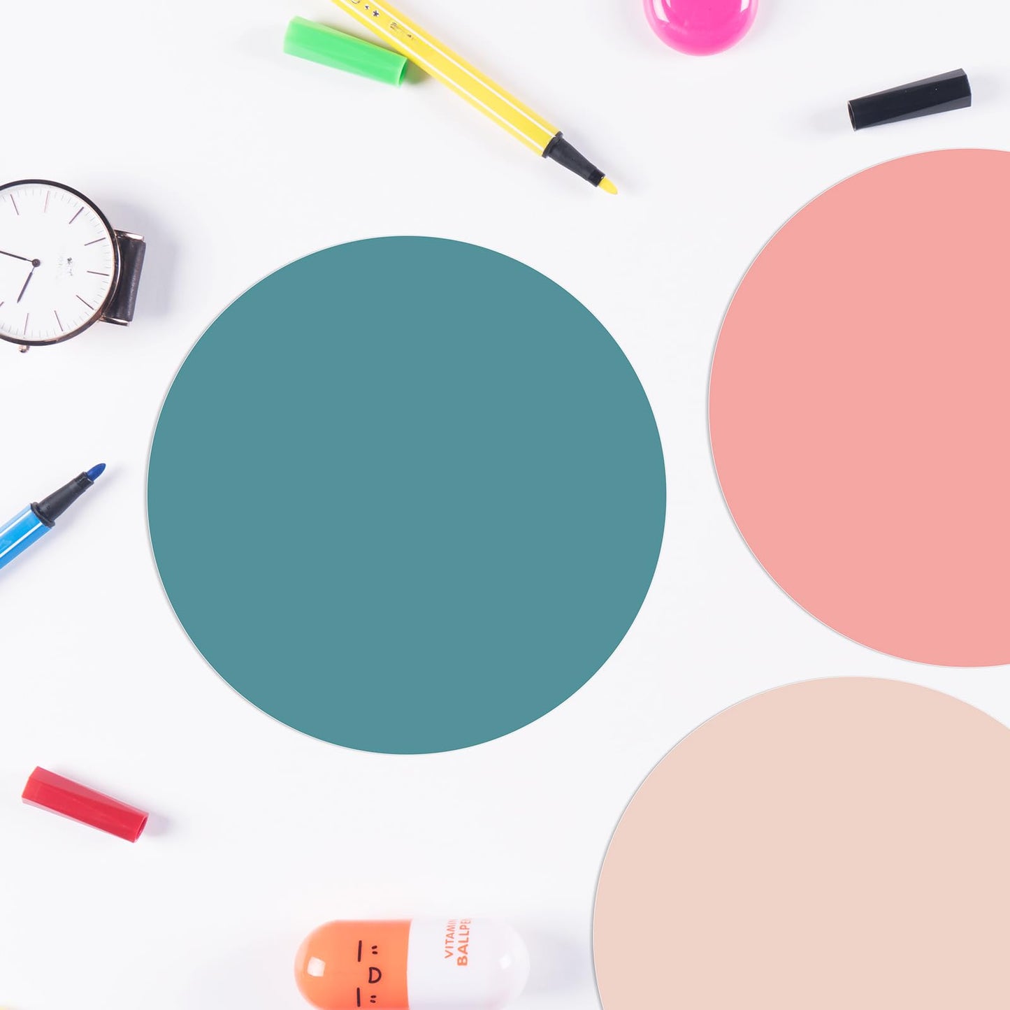 Lincia 24 Pack Colorful Dry Erase Dots Circles Spots for Classroom Table 10.5 Inch Removable Vinyl Desktop Stickers Spots Wall Decals for 100th Day of School Teacher Students Home (Fresh Colors)