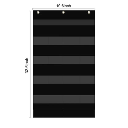 REGELETO Class Jobs Pocket Chart with 17 Pockets and 2 Storage Bags,73 Cards Class Management Educational Pocket Chart Teacher's Helper Size: 32.6" L x 19.6 H Bulletin Board for Classroom (Black)