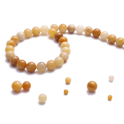 BEADIA Natural Yellow Jade Stone Round Loose Semi Gemstone Beads for Jewelry Making 4MM 89PCS