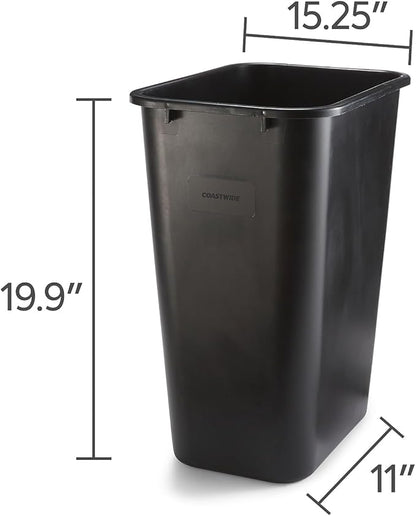 COASTWIDE Indoor Trash Can Without Lid, Black Plastic, 10.25 Gallon