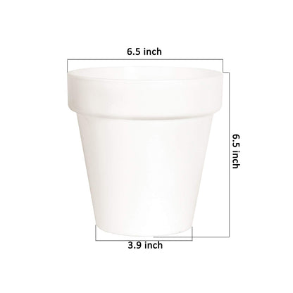Youngever 7 Pack 6.5 Inch Plastic Planters, Indoor Flower Plant Pots, Classic Decorative Gardening Pot with Drainage(White no Saucers)