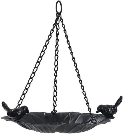 Jemeni Wild Bird Feeder Tray - 10.7 Inch Hanging Seed Plate for Garden, Backyard, Patio - Attracts Birds, Durable & Easy to Clean (Black)