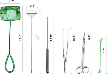 Fish Tank Cleaning Kit with Aquarium Siphon, Fish Net, and Algae Scraper | All-in-One Fish Tank Cleaner for Various Tank Sizes