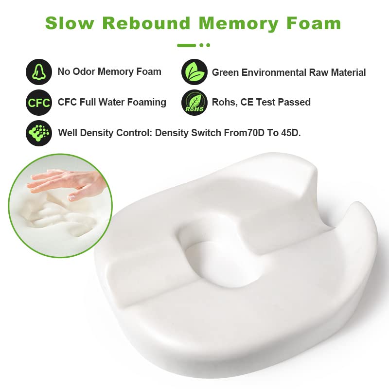 Donut Pillow Coccyx Seat Cushion for Prostate, Sciatica, Pelvic Floor, Pressure Sores, Pregnancy, Perineal Surgery, Postpartum Recovery Pain Pressure Relief Memory Foam Chair Pad