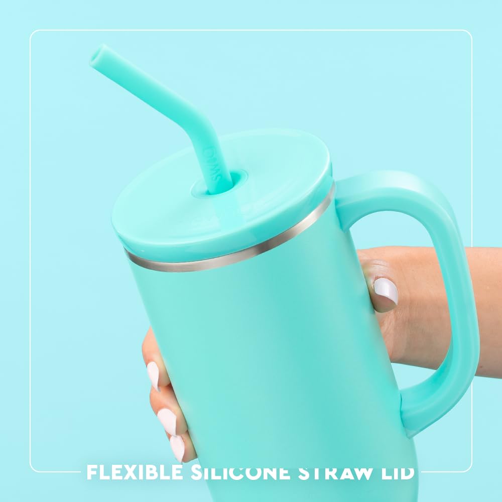 Swig Life 30oz Mega Mug, 30oz Tumbler with Handle and Straw, Large Insulated Tumblers, Cup Holder Friendly Travel Mug, Stainless Steel 30 oz Tumbler, Reusable Insulated Water Bottle (Holy Cow)