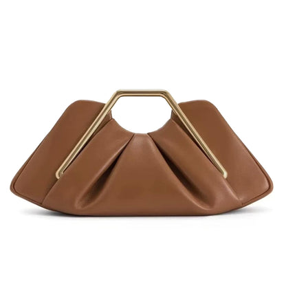 ROVLET 2026 New Brown leather Clutch for Women - Elegant Ruched Evening Handbags,Ruched Clutch Purse for Wedding Guests, Formal Events,Parties & Prom - Chic Ladies Purse (Bolsos para Mujer)