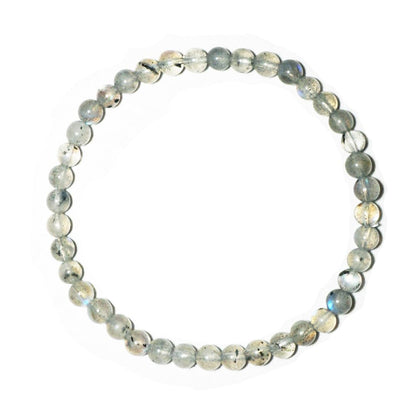 Natural Labradorite Crystal Bracelet 6mm | Crown Chakra Stone with Leather Pouch, Gift Box & Extra Beading Kit | Fits 6.5-7 inch Wrist