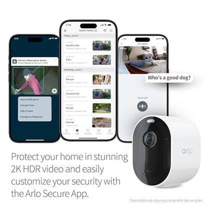 Arlo Pro 5S Spotlight Security Camera 2K HDR | Outdoor | Wireless | Dual-Band Wi-Fi Connects to Strongest Network |12X Zoom, 2-Way Audio, Siren, Color Night Vision,Live Stream(White, 4 Cameras)