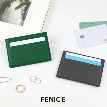 Fenice Card Holder Pocket Holder Simple Wallet Vegan PU Leather with Slim Minimalist Look for Men & Women (BLACK)
