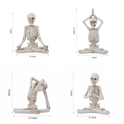 STKMELON Set of 4 Halloween Decorations Yoga Skeleton-Figurines -Skeleton Halloween Decor Indoor Resin Skull Decor