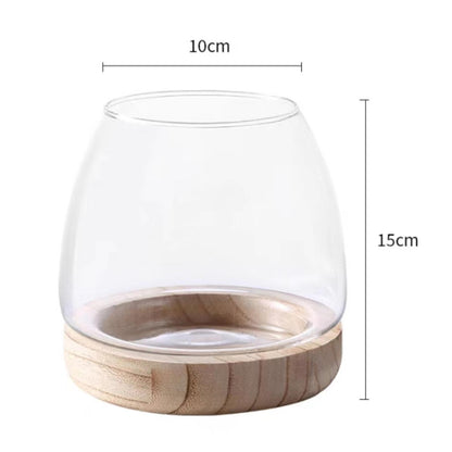 FQRDKT Glass Plant Holder with Wooden Base for Indoor Office Use, Large