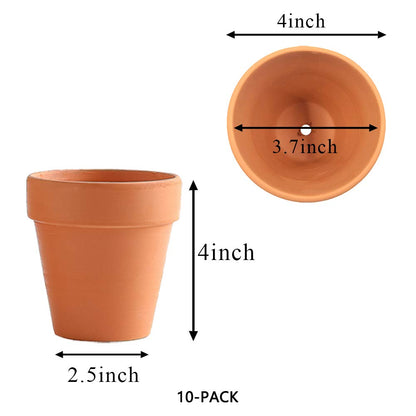 Yishang Terracotta Flower Pot Clay Planter - 4 Inch with Drain Hole for Succulent Cactus Great for Succulent & Cactus Nursery Planter, DIY Craft Projects, Wedding and Party Favors