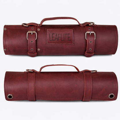 Leaflite Leather Knife Roll Bag – Chef Knife Bag with 7 Pockets – Durable Crazy Horse Leather Knife Roll for Professional Chefs – Portable Knife Storage Case