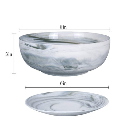 G EPGardening 8 Inch Ceramic Succulent Planter Pots Round Shallow Bonsai Planter Pot for Indoor Plants with Drainage and Plant Saucer