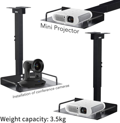 Drsn Universal Ceiling Mount with Tray, 11.4-22 inches Adjustable, No Hole Installation, Aluminum Alloy, in-Tube Cable Routing, Universal Ceiling Mount for Projector/Camera, Wall/Ceiling