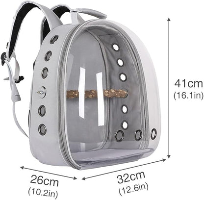 Surakey Parrot Backpack with Wooden Perch Standing Bird Carrier Cage, Carrier Shoulders Bag for Pet Birds Magpies Outing Travel (Pink)