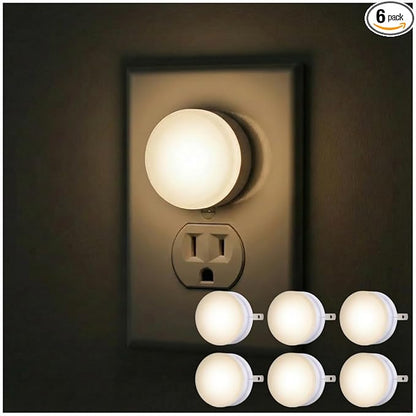 Lights by Night, LED Night Lights Plug Into Wall, 6-Pack, Dusk to Dawn Auto On/Off Sensor, Soft White, Plug In Nightlight Perfect for Adults, Kids, Bedroom, Bathroom, Hallway, Kitchen