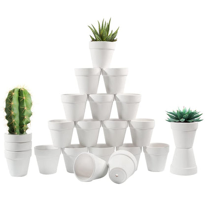 Sderoq 3 Inch Terracotta Pots - 22Pack Clay Flower Pots with Drainage Hole, Succulent Nursery Pot/Cactus Plant Pot. Great for Plants, Crafts, Wedding Favorn, DIY Production (White)