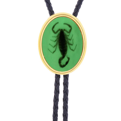 HUABOLA CALYN Bolo tie for Men Western Cowboy Leather Necktie Handmade Natural Stone Minimalist Style Bolo ties (8# Scorpion Gold)