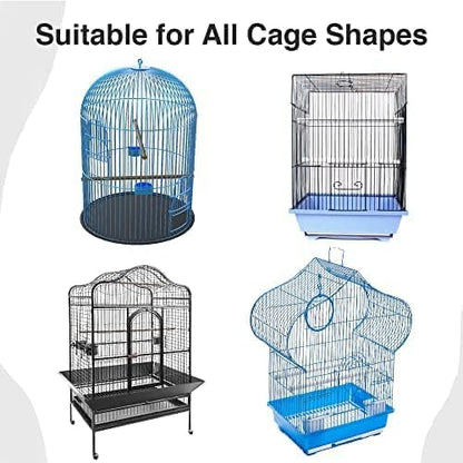 SIMENA Bird Cage Seed Catcher, Skirt for Cages, Nylon Mesh Cage Liners for Large Cages, Elastic and Easy Cleaning Cage Cover, Suitable for Most Cage Shapes (White 59-79 inch)