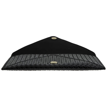 JNB Glossy Envelope Clutch Purse for Women, Faux Patent Leather Evening Bag with Detachable Chain Strap, Magnetic Snap Closure, Zipper Pocket, Black with Gold Hardware