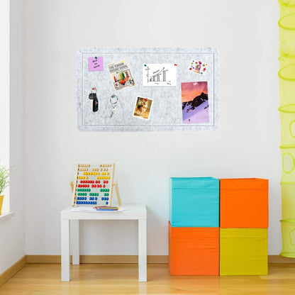 Vuzvuv Grey 28"x16" Large Cork Board with 50 Push Pins & Sticky Notes, Self-Adhesive Bulletin Board for Wall, Felt Pin Vision Board for Paste Notes,Schedules Offices Home