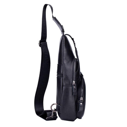 Hebetag Leather Sling Bag Crossbody Backpack for Men Women Outdoor Travel Shoulder Chest Pouch Casual Hiking Pack