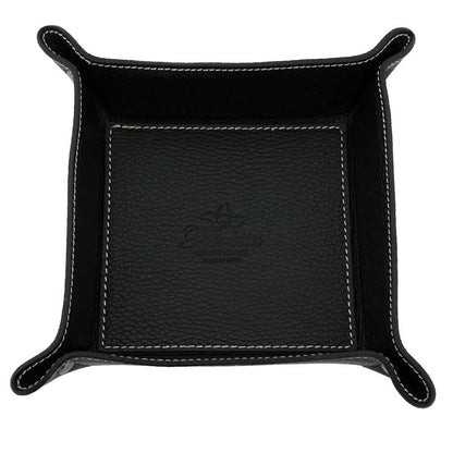 Fioretta Italian Leather Organizer Valet Tray - Black