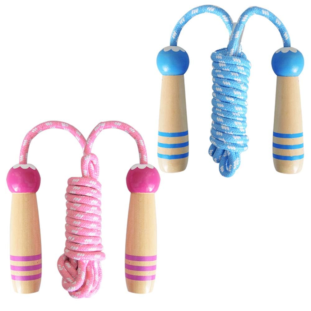 Jump Rope for Kids, Lorvain Adjustable Skipping Rope, Kids Jump Ropes with Wooden Handle for Girls Boys, Weighted Jumping Ropes for Fitness Workout Exercise Outdoor Fun Activity
