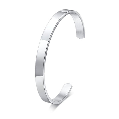 MEALGUET Stainless Steel Mens Cuff Bracelet : Minimal Cool Silver Open Metal Cuff Bangle Bracelets for Men,65mm,Mens Bracelet Jewelry