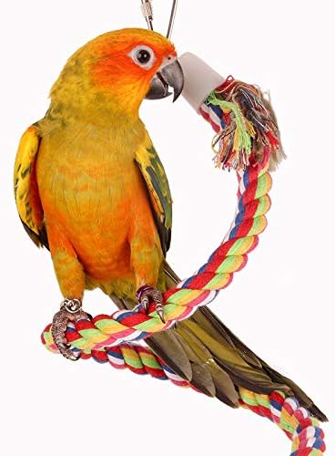 Bird Rope Perch Bird Perches for Cage, Colorful Cotton Bendable Rope Perch Swing, Parrot Perch Parrot Toys Parakeet Toys Bird Toys for Parrots (Multi-Color, 20 inch)