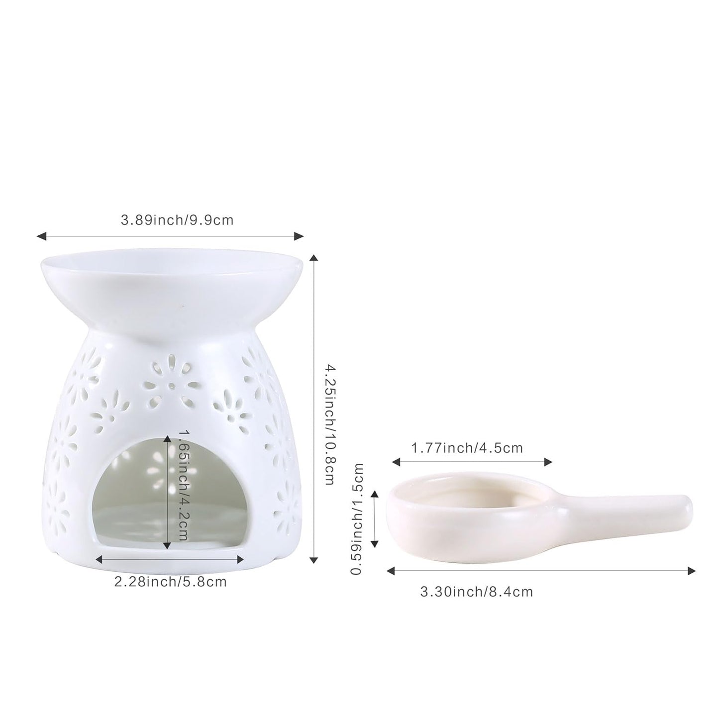 Auxmeware - Ceramic Tea Light Candle Holder Set of 2, Essential Oil Burner Wax Melt Burner, Incense Aroma Diffuser, Home Decor