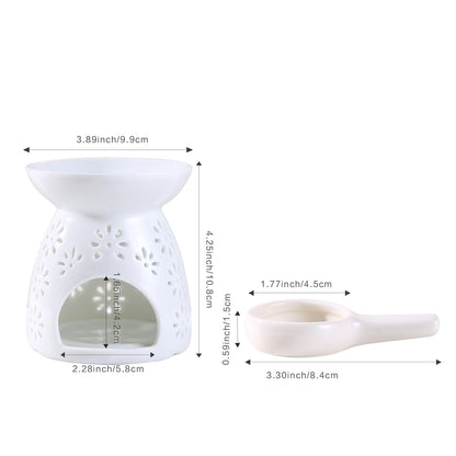 Auxmeware - Ceramic Tea Light Candle Holder Set of 2, Essential Oil Burner Wax Melt Burner, Incense Aroma Diffuser, Home Decor