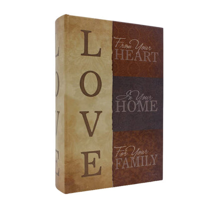 PACOLO Decorative Book Boxes, Faux Wood with Magnetic cover Storage for Hidden Jewelry, Money, and Cash (Love)