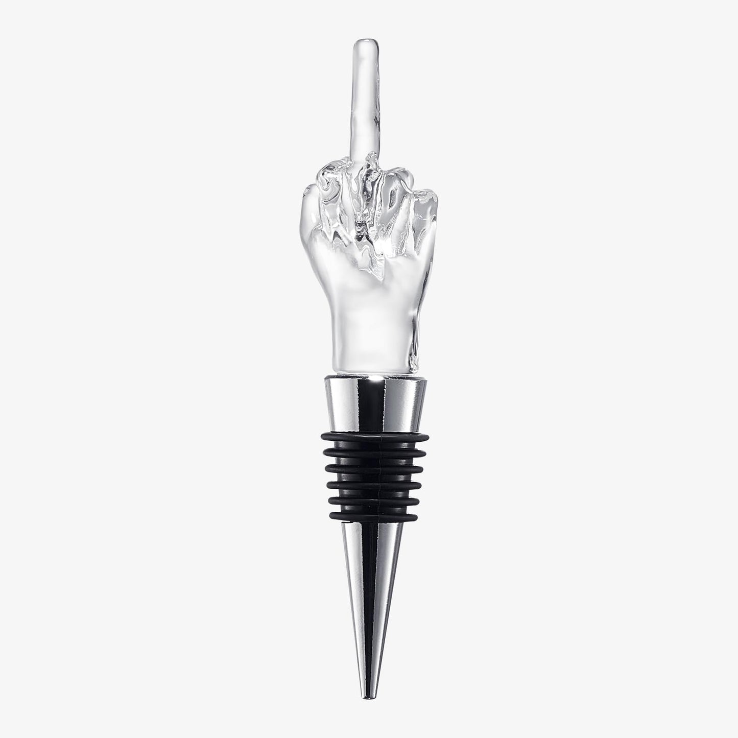 Unique Wine Bottle Stopper - Funny Wine Cork Beverage Bottle Sealer, Middle Finger Shaped Gag Gift For Wine Connoisseur & Lover, Reusable Glass Sealing Plug, Silicone Bottle Cap For Him, Her