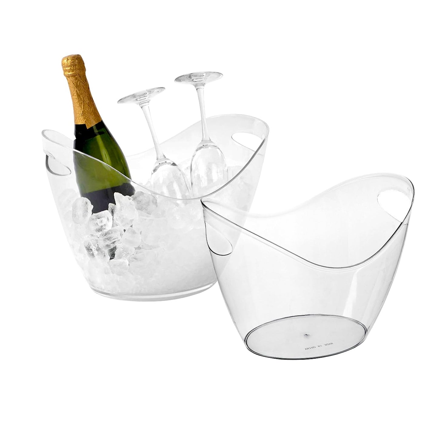 2 Pcs Ice Bucket 4 Liter Champagne Wine Bucket Clear Acrylic Beverage Tub Party Drinks Ice Tub for Wine, Champagne or Beer Bottles Bar Supplies