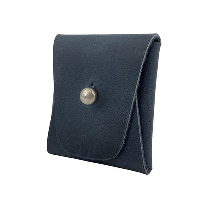 Hide & Drink, Leather Minimalist Coin Pouch, EarPods Case, SD Card Holder, Wallet and Cash Organizer, Handmade Includes 101 Year Warranty (Slate Blue)
