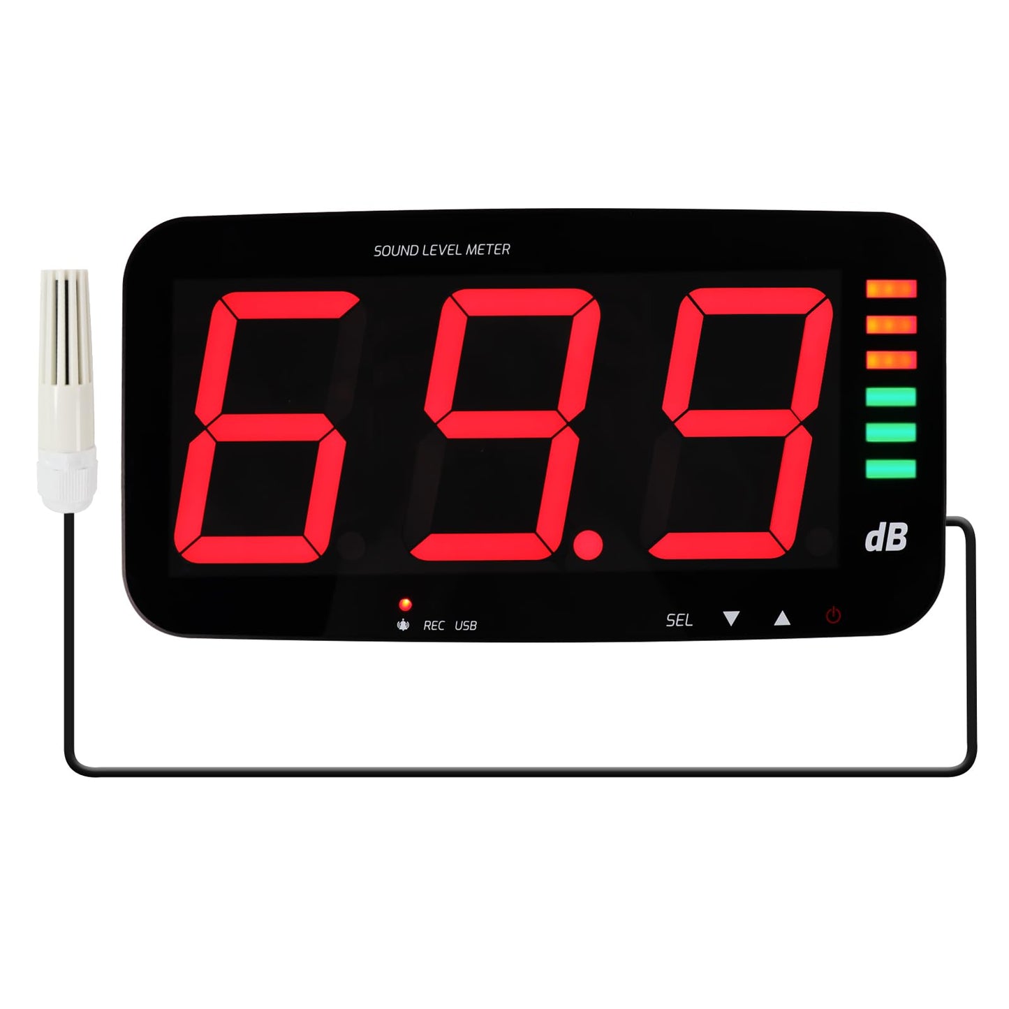 Decibel Meter Recorder 13 Inches Sound Level Meter, Wall Mount Noise Meter for Classroom Sound Meter with 16.4ft Sensor, Buzzer Alarm and Unlimited Data Logging, Noise Meter Decibel for Studio, Home
