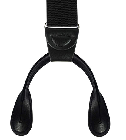 Moulen Men's Y-Back 1.4 Inches Wide Button End Elastic Adjustable Suspenders, Black