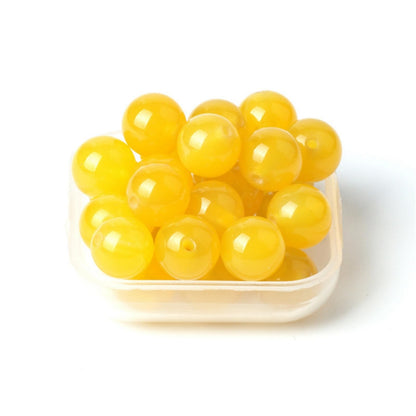 100Pcs Natural Stone 8mm Yellow Agate Round Loose Gemstone Energy Healing Beads Hole Size 1mm DIY Smooth Beads for Bracelet Necklace Earrings Jewelry Making