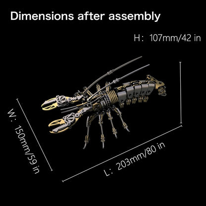 Fccgear 3D Metal Assembly Model Set Mechanical Lobster Model Kit for Adults, 600pcs Brain Teaser STEM Kit for Kids, DIY Hobbies for Men Women - Creative DIY Gift for Adults & Teens (Golden)