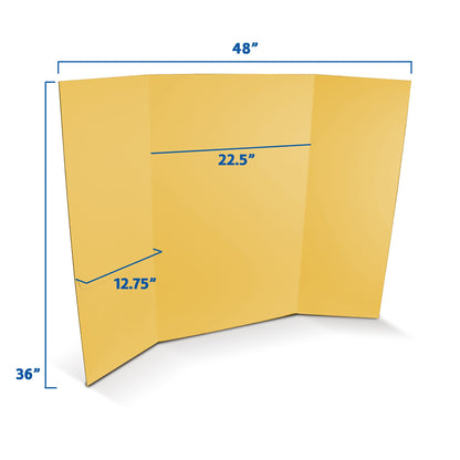 Flipside Products 36” x 48” Project Boards for Presentations, Science Fair, School Projects, Event Displays and Trifold Picture Board, Proudly Made in USA - Yellow - 10 Pack