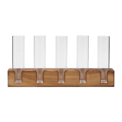 Gcljlmy Plant Terrarium Plant Propagation Station Planter Wooden Base Plants Glass Vase Unique Bud Vase 5 Glass Test Tubes Vase