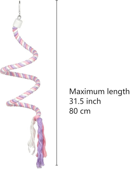 31.5" Bendable Bird Perch Cotton Rope Bird Toy Twistable Ladder Swing Chewable Gym for Parakeets Cockatiels Conures Lovebirds