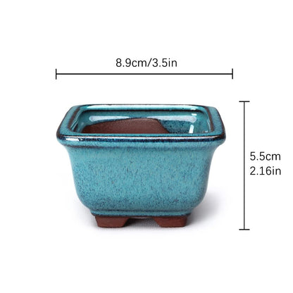 YUEMUCAO Set of 6 Ceramic Succulent Flower Pot, Small Plant Flower Pot, Glazed Flower Pot + 6 Soft Drainage Nets